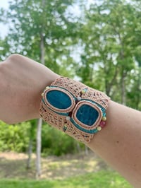 Image 2 of Blue Apatite Micro Macame Cuff Bracelet