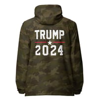 Image 3 of Trump 2024 Black Green Camo Unisex lightweight zip up windbreaker