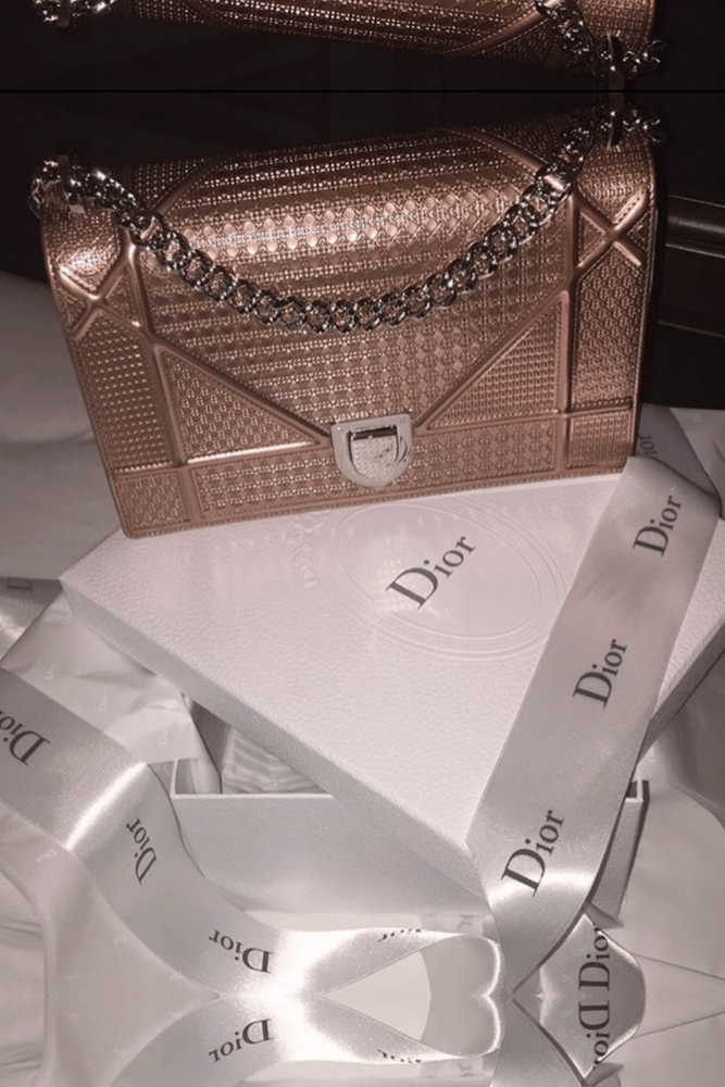 Image of CHRISTIAN DIOR METALLIC MICRO-CANNAGE SMALL DIORAMA FLAP BAG 