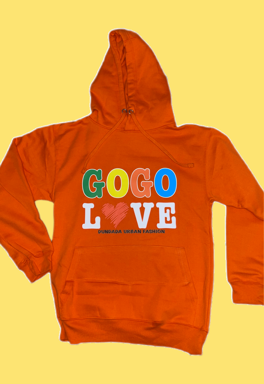 Exclusive custom made orange GOGO LOVE hoodie