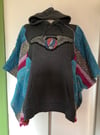 Upcycled “Grateful Dead” hooded, vintage quilt,  poncho