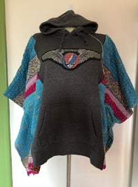 Image 1 of Upcycled “Grateful Dead” hooded, vintage quilt,  poncho