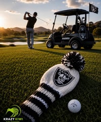 Image 3 of Raiders custom Golf Club Cover hand knit gift Las Vegas NFL Knitted driver