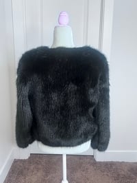 Image 2 of Luxury Black Faux Fur Crop Jacket