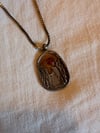 vintage half dome sterling, copper and amber necklace 