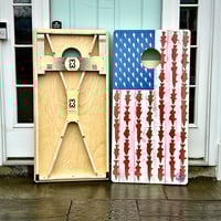 Image 3 of Brackish Wooder Cornhole Boards - Amer. Flag - Freshwater Fish Theme - MT4939