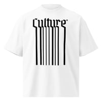 Image 1 of Culture* Blurred Lines White Unisex organic oversized high neck t-shirt 