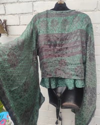 Image 4 of Kimono and cami top Set-dark green and black grey