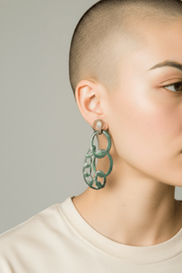 Image 2 of Sterling Silver Forest Green Enamel Quay Chain Earrings