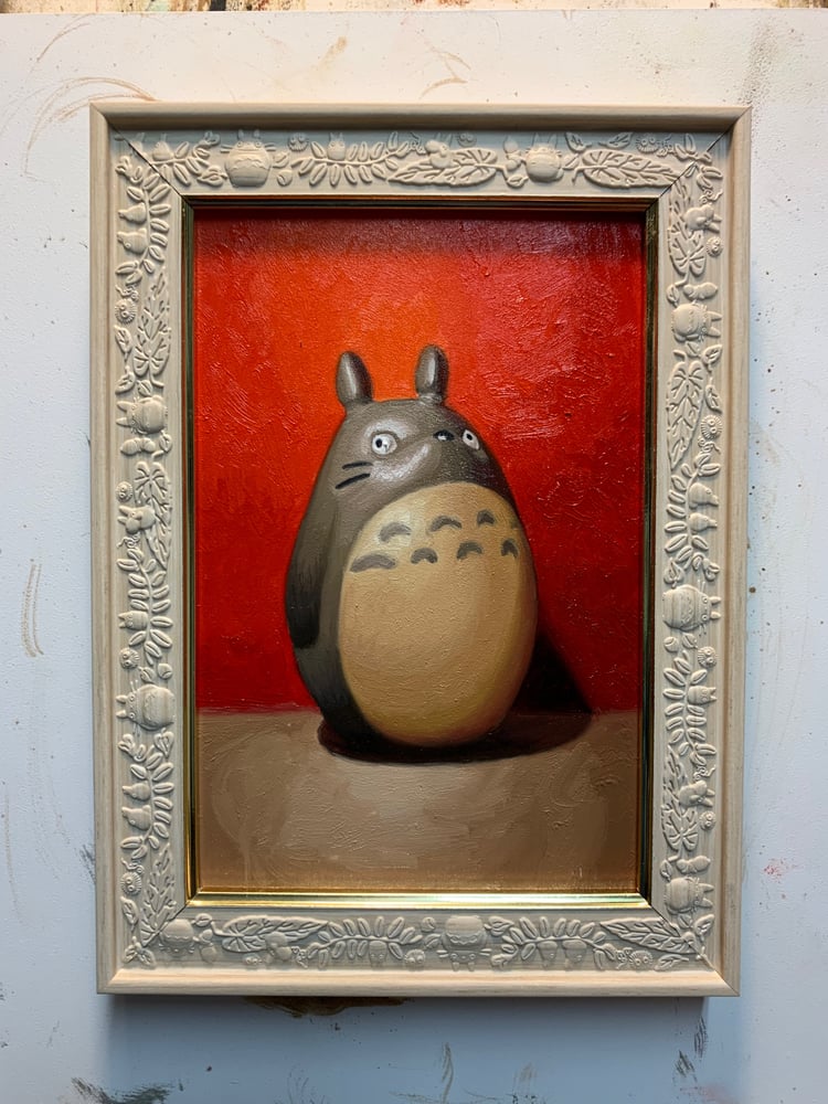 Image of Totoro - Original Oil Painting with Custom Studio Ghilbi Frame