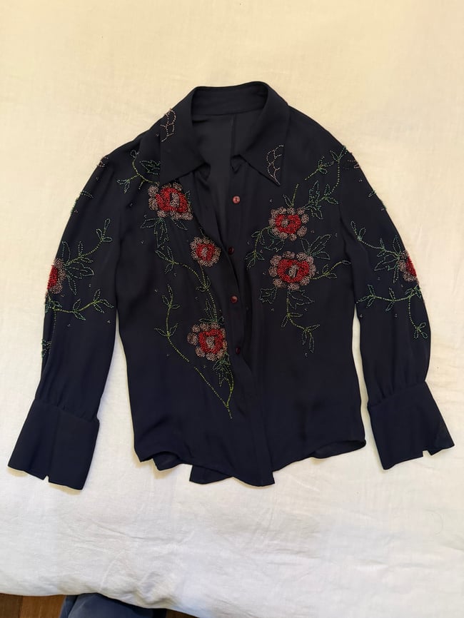 vintage silk beaded blouse 