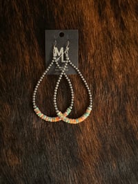 Image 1 of Large Spiny Teardrop Heishi Hoops