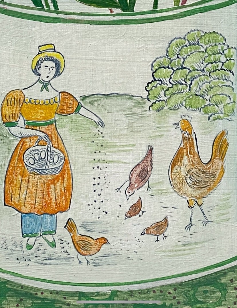 Image of Feeding the hens cup