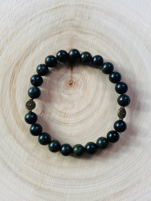 Image of 8mm Matte Rainforest Jasper Bracelet with Boho Beads