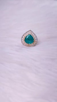 Image 3 of ADR4503_Gold Plated Green Stone American Diamond Adjustable Ring