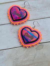 Image 2 of Deadly Neon Heart earrings 