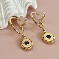 Image 2 of Little Oval Blue Star Hoops