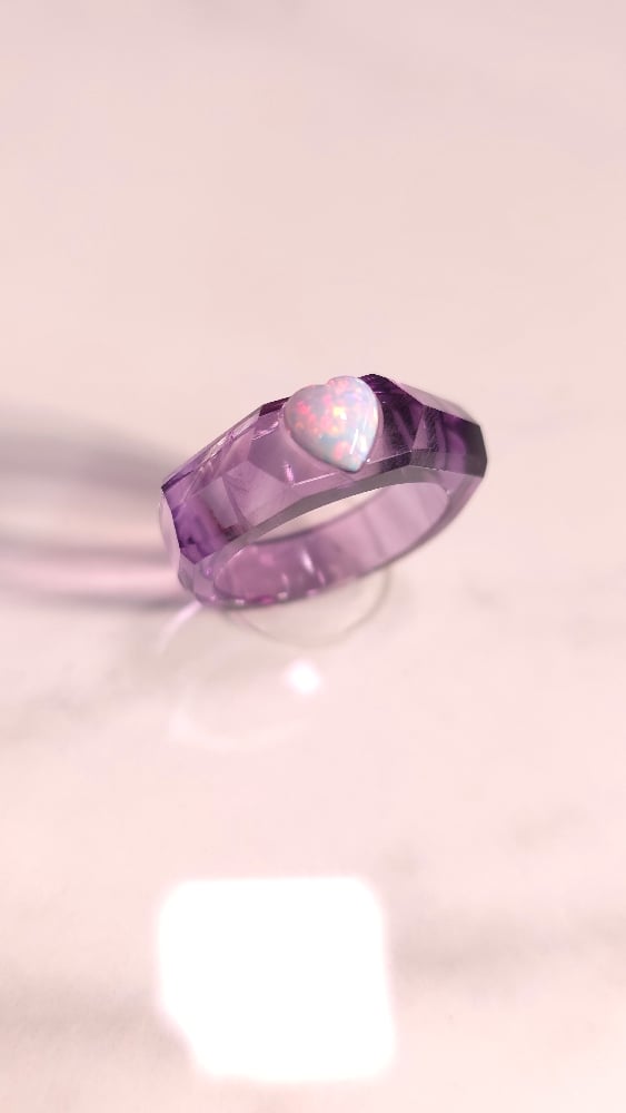 Image of Amethyst Opal Heart Signet