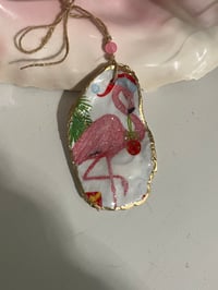 Image 2 of Flamingo Mingle Oyster Shell Ornament
