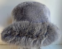 Gray Fluffy Fur Bucket Hat