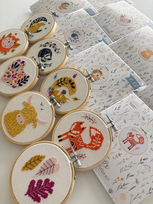 Rainbow Bobbins Cross stitch kits 