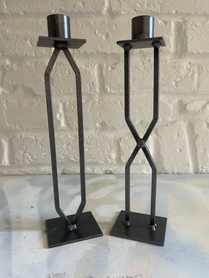 Image of Vintage Swedish Metal Candlestick’s Pair Dala industrier - Eric Dalmas