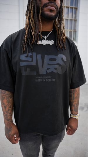 Image of Black Abstract Oversized Tee