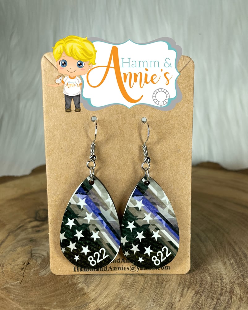 Image of Thin Blue Line Earrings 