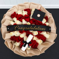 Graduation Bouquet white and red 