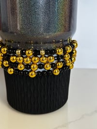 Image 3 of Black & Gold Fairy Dust Tumbler Bracelet Stack