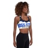 BOSSFITTED White Blue and Black AOP Padded Sports Bra