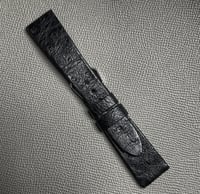 Image 2 of Hand-rolled vintage black ostrich watch strap