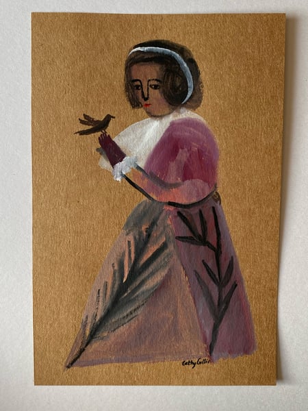 Image of 13. Original work on brown paper (violet lady)