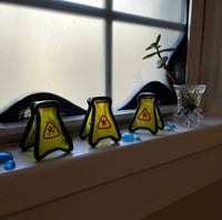 Image 4 of Stained glass tiny wet floor sign with tiny glass puddle