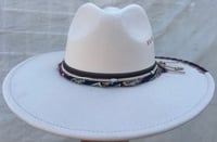 Image 1 of Off White Fedora Hat Leather & Multi Print Banda