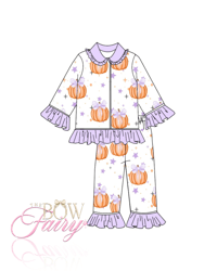 Image 3 of pretty pumpkin halloween pyjamas