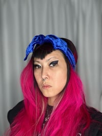 Image 5 of Royal Blue Velvet Bat Wing Scrunchie ready to ship