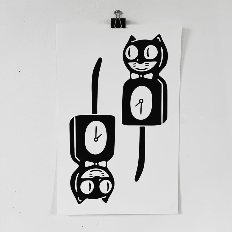 Image of Cat clocks print