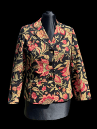 Image 1 of Large Black Floral Denim Blazer