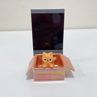 Image 10 of Glow in dark picture holder orange cat in the box ceramic keepsake (rainbow effect)