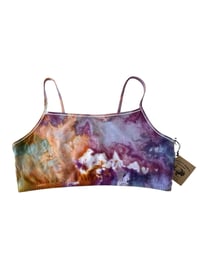Image 3 of XXL (44) Cotton-Blend Strappy Bralette in Muted Earthy Watercolor Ice Dye
