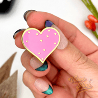 Image 1 of Heart of Love Enamel Pin – Pink Heart with Gold Accents