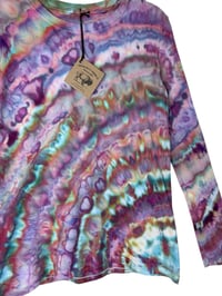 Image 4 of S Ladies Long-Sleeve Stretch Tee in Prism Agate Ice Dye