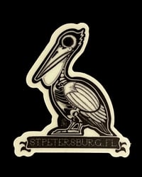 Image 2 of Glow in the dark St.Pete Pelican 2.5” vinyl sticker