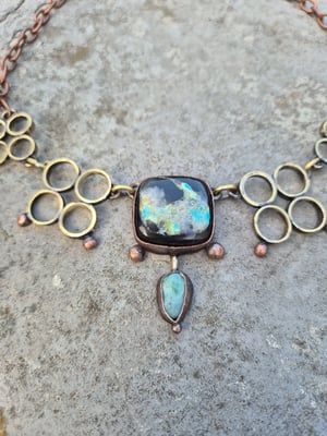 Bullet casings black and blue necklace 