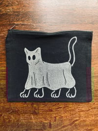 Image 1 of 'Ghost Cat' blockprinted zipper pouches