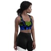 Black, Blue, and Neon Green Longline Sports Bra