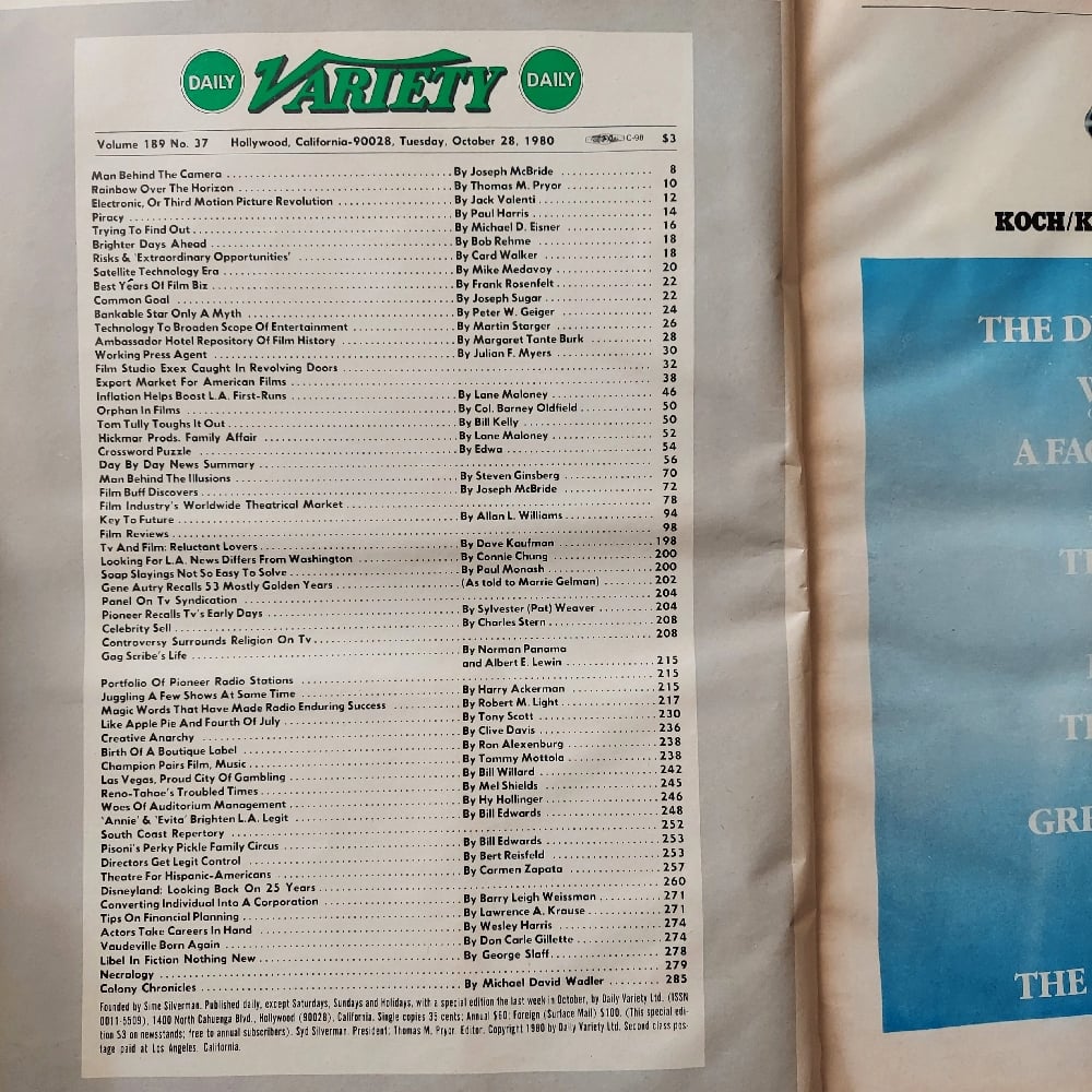 Variety Magazine Volume 189, No. 37 (October 28, 1980)