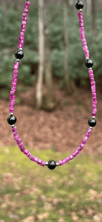 Image 3 of Ruby and Black Obsidian Choker