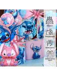 Image 2 of 10Pcs Cartoon Lilo & Stitch-Stitch Theme Aluminum Film Balloon Birthday Party Decoration Aluminum Fi